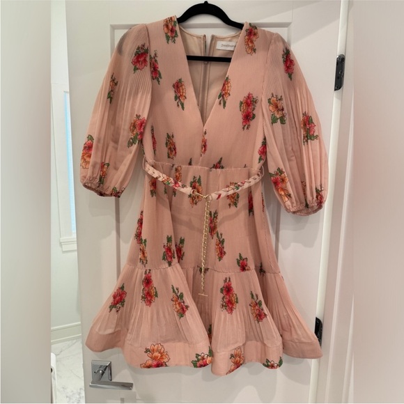 Zimmermann Fluted Floral-Print Plissè organza mini dress size 1 (US 6) - Picture 2 of 4